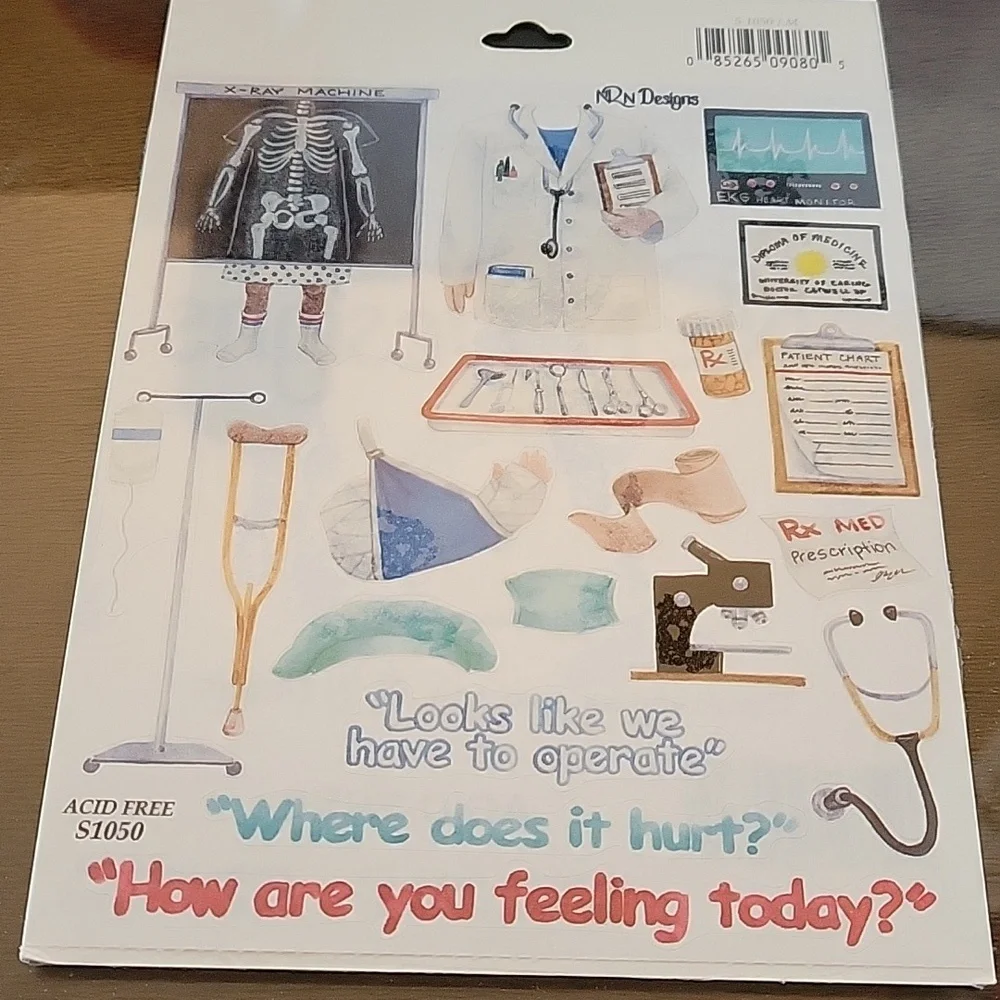 Medical Set of Scrapbook Stickers 3 Piece New Lot